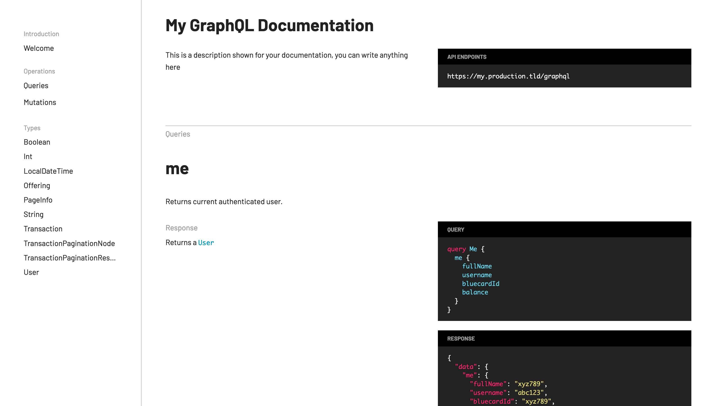 Sample SpectaQL Dashboard